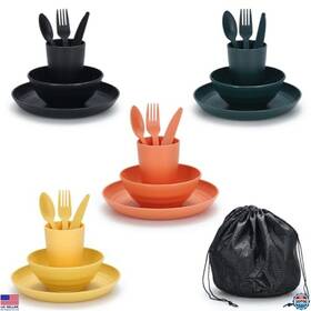 B0ffm3slz3 Brand Reanea Camping Mess Kit For 4 - Bowl Plate Cup Cutlery And Carry Bag Outdoor Gear