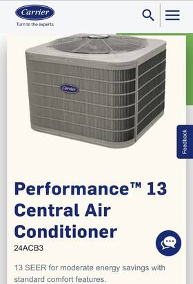 24acb330a00300 Carrier Pre-owned Charged Central Air Conditioner - Model