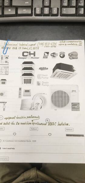 Ch-36msph230vo Cooper&hunter 36000 Btu Tri Quad Zone Cassette Mini Split Heat Pump Air Conditioner