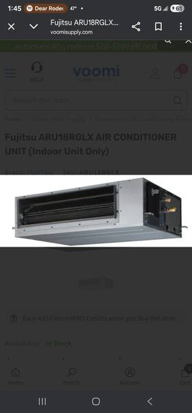 Aru18rglx Fujitsu 18k Mid Static Concealed Duct Single Zone Only Aru18rglx Fujitsu 18k Mid Static Concealed Duct Single Zone Only