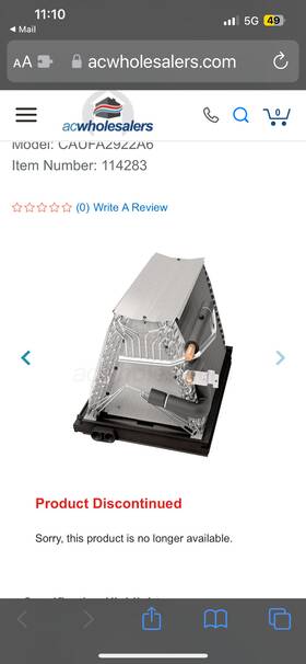 Caufa2922a6 Goodman Cauf - 2.5 Ton Upflow/downflow A Coil Uncased Model