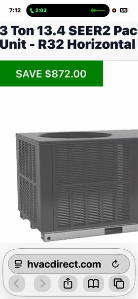 Gphh53041 Goodman 2.5 Ton 15.2 Seer2 Package Heat Pump Unit - R410a Horizontal
