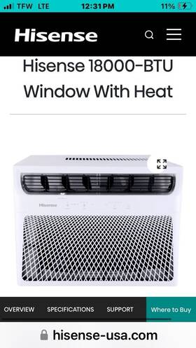 Aw2422dr3w Hisense 1500 Sq Ft Window Air Conditioner With Heat