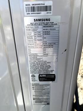 Am036nxmdcr Samsung Multi Split System / Heat Pump Model