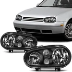 Scitoo Pair Set Headlights Assembly For 1999-2006 Volkswagen Golf Cabrio Black. Fixed Price $95.99.