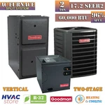 Goodman Ton 17.2 SEER2 & Gas Furnace System 96% Afue 60K Btu Vertical R32. Fixed Price $6109.00.