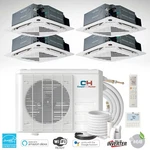 36000 Btu Four 4 Zone Cassette Mini Split Air Conditioner Heat Pump 9K+9K+9K+18K. Fixed Price $6158.80.