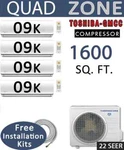 36000 Btu Quad Zone Ductless Mini Split Air Conditioner Heat Pump: 9000 X 4. Fixed Price $2931.82.
