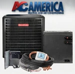 Goodman Ton 13.4 SEER2 Ac & 21" Horizontal Cased Coil System, R32 W/ Bundle. Fixed Price $3466.00.
