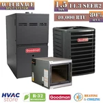 Goodman 1.5 Ton 14.3 SEER2 Air Conditioner & Gas Furnace Unit 80% Afue 40K Btu. Fixed Price $3648.00.