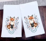 Fox Kitchen Towels Flowers Tea Ink 100% Cotton Size 28X28 Set Of New. Fixed Price $14.88.
