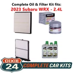 Fits: 2023 Subaru Wrx 2.4L Complete Oil, Air & Cabin Filter Kit (5W-30). Fixed Price $83.95.