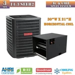 Ton 14.3 SEER2 Goodman Ac With 30" Wide Horizontal Cased Coil R32 Split System. Fixed Price $2893.00.