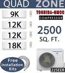51000 Btu Quad Zone Mini Split Ductless Air Conditioner 9000, 12000 X 2, 18000. Fixed Price $3713.90.