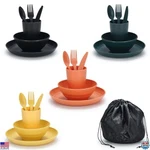 Camping Mess Kit For 4 - Complete Set With Bowl, Plate, Cup, Cutlery & Carry Bag. Fixed Price $50.34.