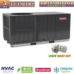 Goodman Ton 13.4 SEER2 Air Conditioner Package Unit Horizontal + 15KW Heat Kit. Fixed Price $5391.00.