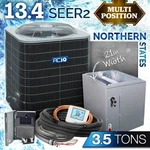 Aciq 3.5 Ton 13.4 SEER2 Air Conditioner & 21" Coil R454B Central Split System. Fixed Price $3135.00.