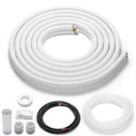 Turbro 16 Ft. Mini Split Line Set, 1/4 & 3/8 O.d. Copper Pipes Tubing, Thickened. Fixed Price $137.40.