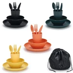 Camping Mess Kit 4 With Bowl, Plate, Cup, Spoon, Fork, Knife And Carry Ba.... Fixed Price $35.11.