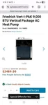 Friedrich Vert-i-pak 9,000 Btu Vertical Package Heat Pump. Fixed Price $850.00.