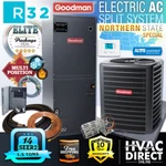 Goodman 1.5 Ton R32 Ac Split System 14 SEER2 Central Air Conditioner & 5KW Kit. Fixed Price $3475.00.