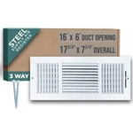 Fits 16X6 Duct Opening 3 Way Steel Air Supply Diffuser By Handua Register. Fixed Price $25.00.