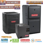 R32 Goodman 1.5 Ton & Gas Furnace Split System 16 SEER2 60000 Btu 92% Afue. Fixed Price $4703.00.