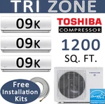 Hyperheat Tri Zone Ductless Mini Split Air Conditioner: 9000 Btu X 3 / 25FT Kits. Fixed Price $2540.78.