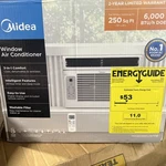 Midea Easycool Window Air Conditioner With Remote, 6,000BTU/250SQ.FT.. Fixed Price $170.00.