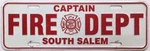 South Salem Ny Department Captain Booster License Plate Topper Firefighter. Fixed Price $59.95.