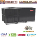 Goodman Ton 13.4 SEER2 Air Conditioner Package Unit Horizontal + 10KW Heat Kit. Fixed Price $3711.00.