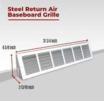 Steel Triangular Baseboard Return Air Grille 30 X 6 Duct Size White Handua. Fixed Price $30.78.