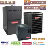 Goodman Ton 17.2 SEER2 & Gas Furnace System 80% Afue 60K Btu Two Stage R32. Fixed Price $5776.00.