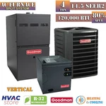 Goodman Ton 14.5 SEER2 & Gas Furnace System 80% Afue 120K Btu Vertical R32. Fixed Price $5581.00.