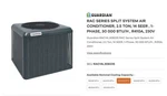 York/guardian 2.5 Ton 14.3 SEER2 Air Conditioner Condenser. Fixed Price $1700.00.